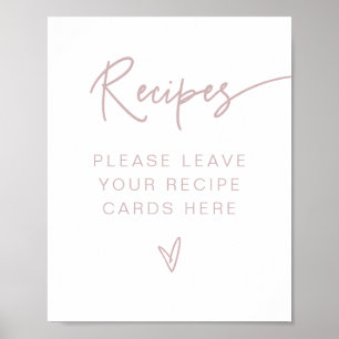 Poster Receitas de Chá de Noiva Rosa Poeira Boho MARLO