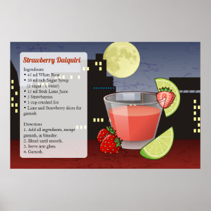 Poster Receitas De Coquetel De Morango Daiquiri