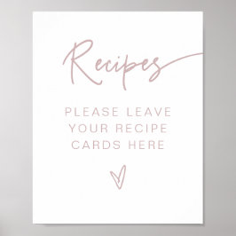 Poster Receitas para Chá de Noiva MARLO Boho Rosa Pó Rosa