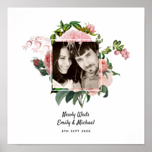 Poster Recém-casados Blush Roses Rosa FOTO Botânica