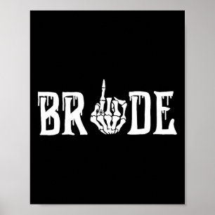Poster Recem casados de Casamento de Noiva Gothic Skeleto