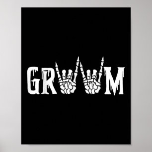 Poster Recem casados de Casamento do Groom Skeleton Gótic