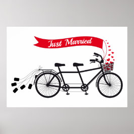 Póster Recem casados de poster, bicicleta de tandem de ca