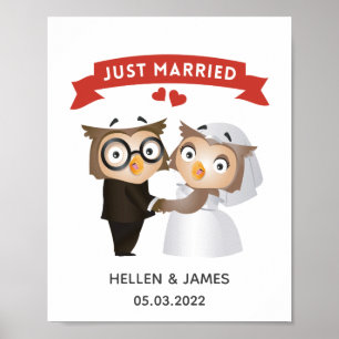 Poster Recem casados Owl Wedding