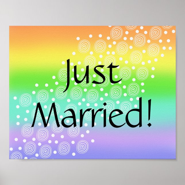Poster Recem casados! Sinal de Carro Arrumado Arco-Íris (Frente)