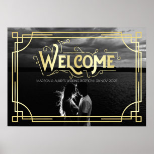 Poster Recepção de casamento Art Deco Bem-vindo Adicion