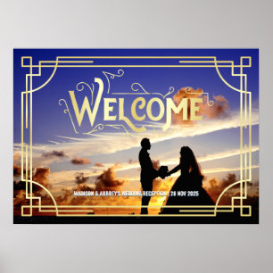 Poster Recepção de casamento Art Deco Bem-vindo Adicionar