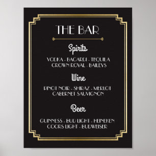 Póster recepção de casamento de Bar Dourado Art Deco 1920