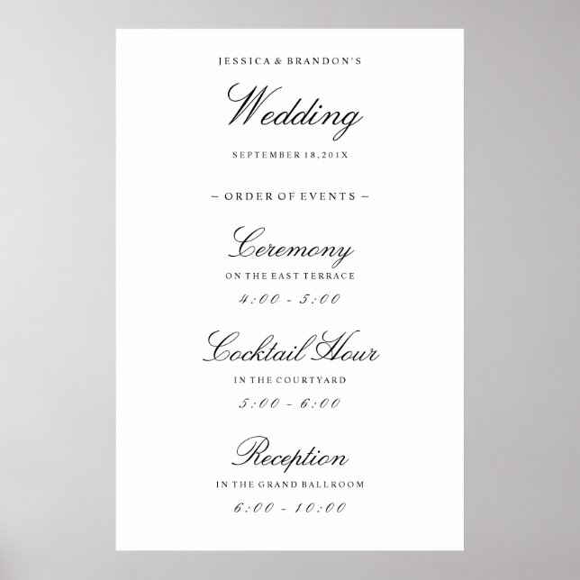 Poster Recepção de Casamento de Boas-vindas Elegante (Frente)