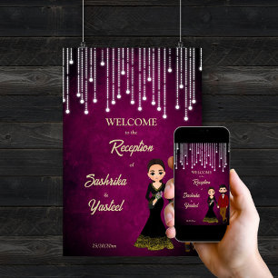 Poster Recepção de casamento indiana, sinal de boas-vinda
