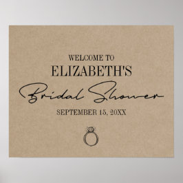 Poster Recepção de Chá de Noiva com Letra Moderna Rustic 