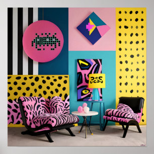 Poster Recepção de Design Memphis Sonho