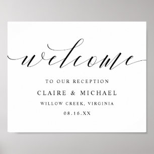 Poster Recepção Sinal de Casamento de Script de Caligrafi