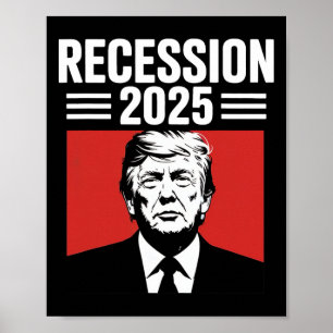 Poster Recessão 2025 Graças Trump Irônico Político Engraç