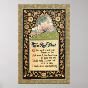 POSTER RECICLADO FINE ART 1920 SENTIMENTO "A AMIGO"