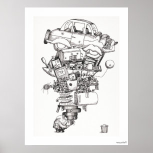 Poster Reciclar (1970) vintage ilustrado