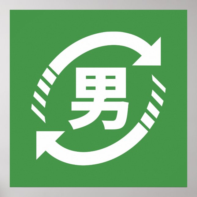 Póster Reciclar Japonês Boys | Símbolo Kanji Nihongo (Frente)