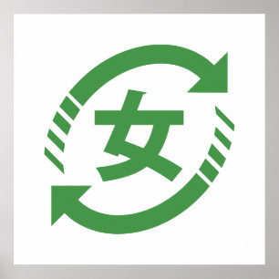 Póster Reciclares japonesas   Símbolo Kanji Nihongo