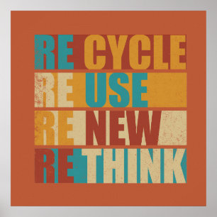 Poster Recicle reduza reutilize renove repensar