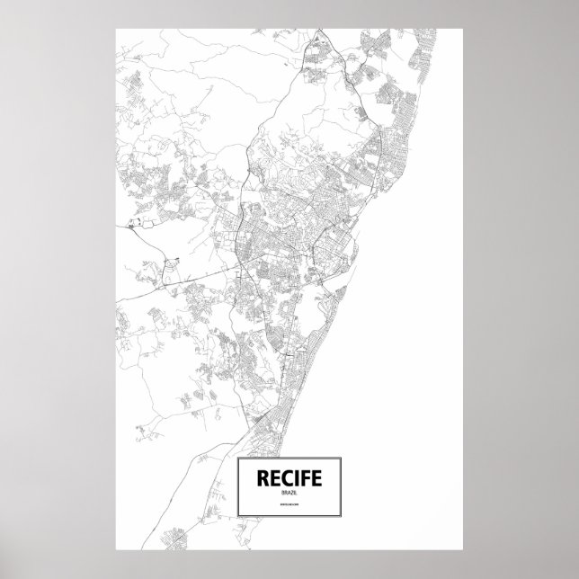 Póster Recife, Brasil (preto no branco) (Frente)