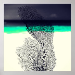 Póster Recife de corais abstrato moderno do mar no fundo