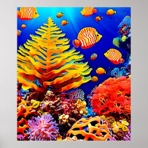 Poster Recife de Peixes Tropicais submarinos