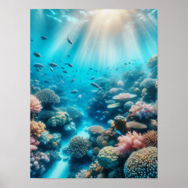 Poster Recife oceânico e raios de sol