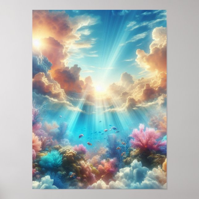 Poster Recife tropical com raios de sol (Frente)