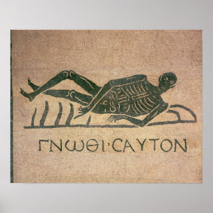 Póster Reclinando esqueleto com a legenda "Saber"