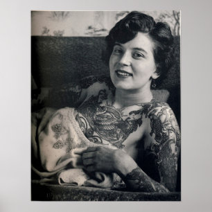 Poster Reclinando Senhora Tatuada