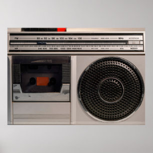 Poster Reco de cassete de rádio estéreo portátil retroatu