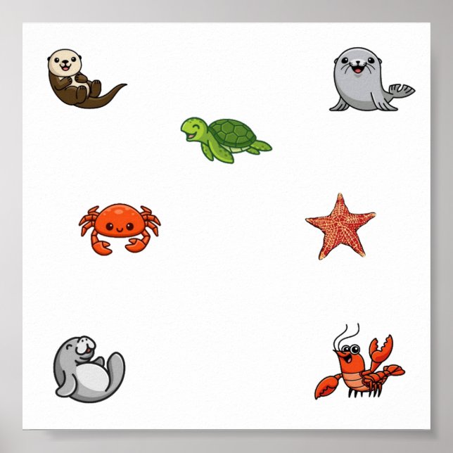 Poster Recolha de animais marinhos (Frente)