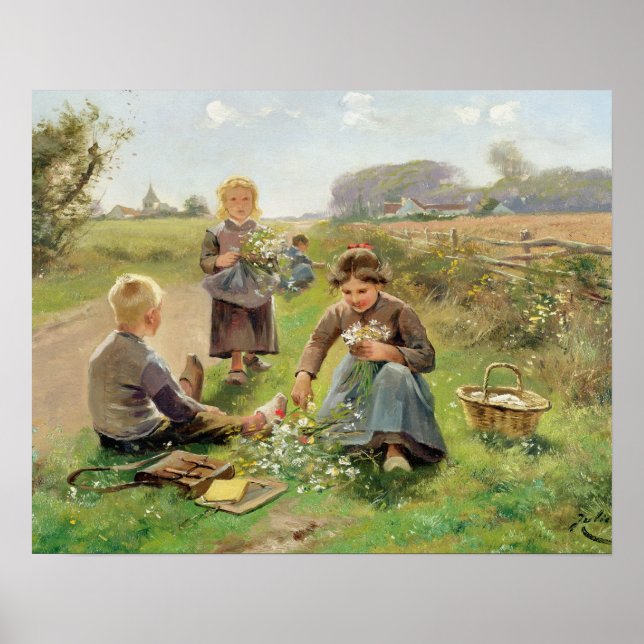 Póster Recolha de flores (óleo na canvas) (Frente)
