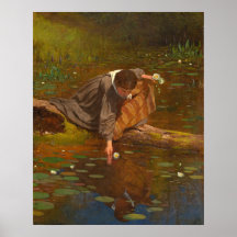 Recolha de lírios - Eastman Johnson Fine Art Poste