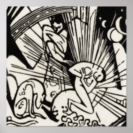 Poster Reconciliação por Franz Marc Famoso Woodcut