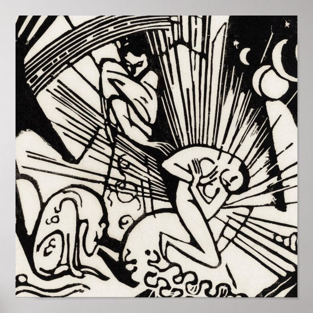 Poster Reconciliação por Franz Marc Famoso Woodcut (Frente)