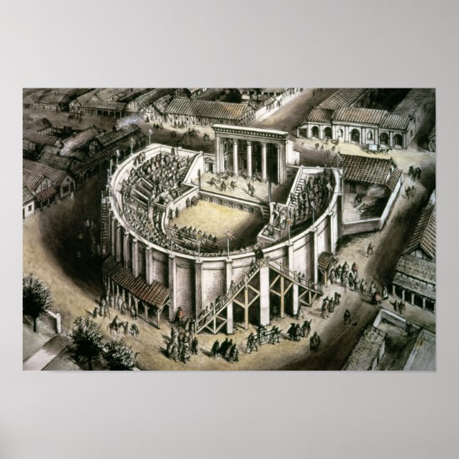 Poster Reconstrução do teatro, século segundo romano (Frente)