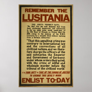 Póster Recorde o Lusitania recrutar hoje