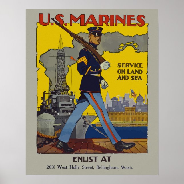Poster Recrutamento Marinho Vintage (Frente)
