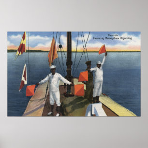 Póster Recrutas que aprendem a sinalização do Semaphore