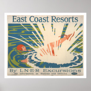 Póster Recursos de costa leste do vintage que nadam o