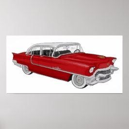Poster red 50´s Cadillac