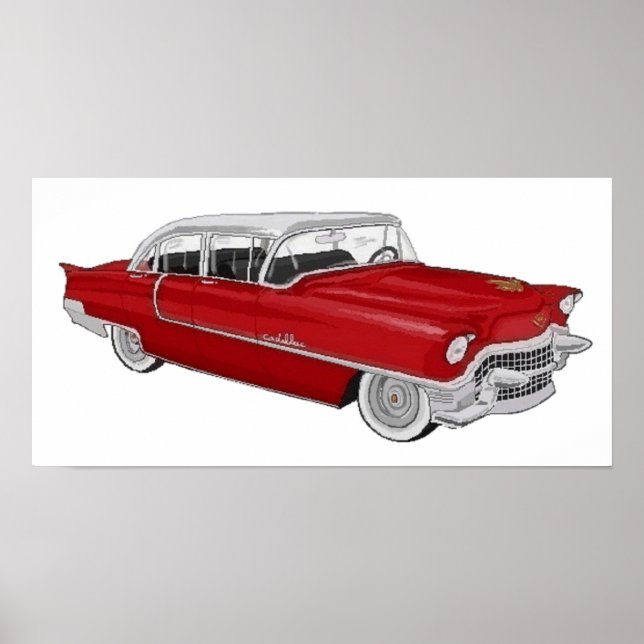Poster red 50´s Cadillac (Frente)
