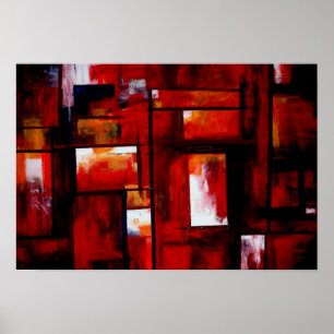 Poster Red Abstrato Art Original Creative Modern