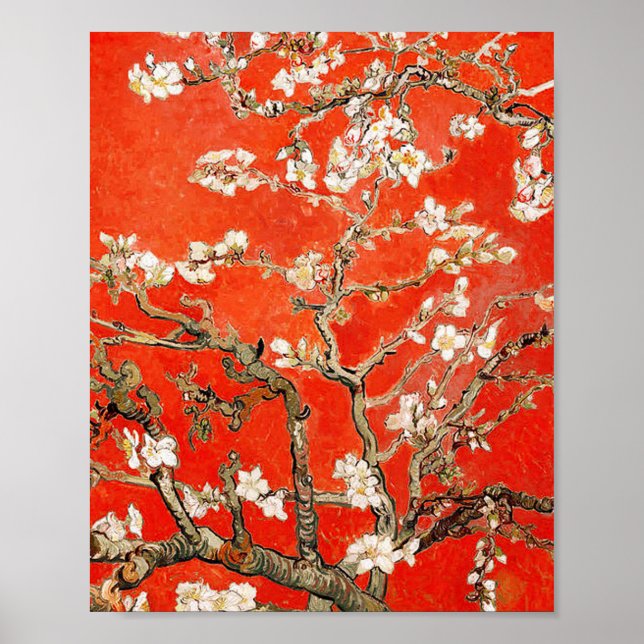 Poster Red Almond Blossoms Vincent Van Gogh (Frente)
