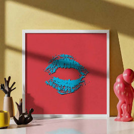 Poster Red and Blue Kissing Lips