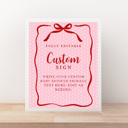Poster Red and Pink Valentines Baby Shower Custom Sign