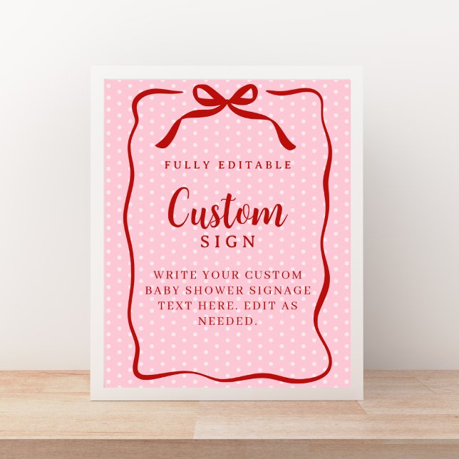 Poster Red and Pink Valentines Baby Shower Custom Sign (Criador carregado)