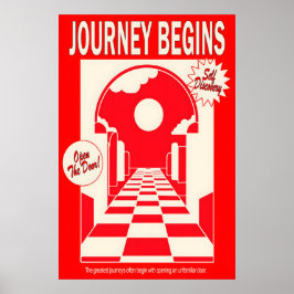 Poster Red Archway Art Print Journey Begins