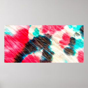 Poster Red Artistic Dirty. Shibori Pattern. Summer Brush 